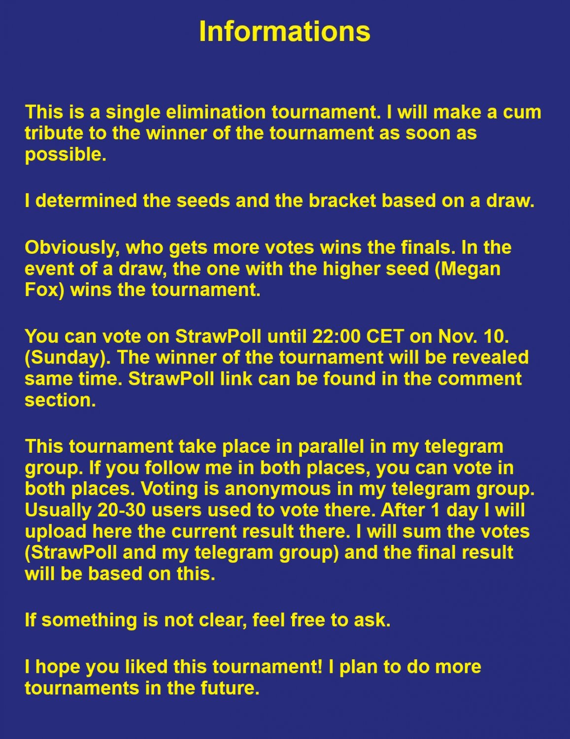 TOURNAMENT #3 - 1st Celeb Tournament (Finals) - cumtribute cum tribute poll vote #QW6SUpEK